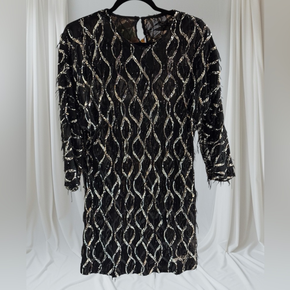 Zara Black Sequins Mini Dress-Made In Morroco - Picture 4 of 12